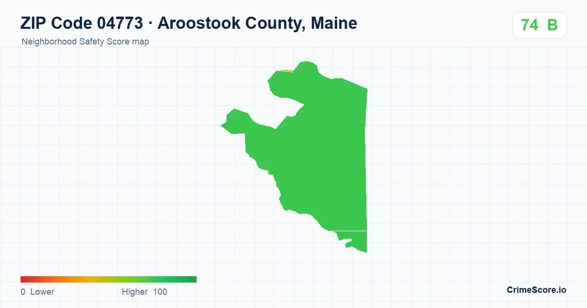 ZIP Code 04773 in Aroostook County, Maine neighborhood Safety Score map