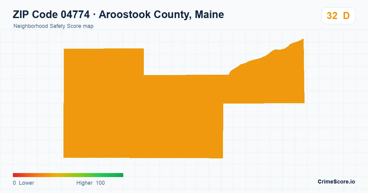 ZIP Code 04774 in Aroostook County, Maine neighborhood Safety Score map