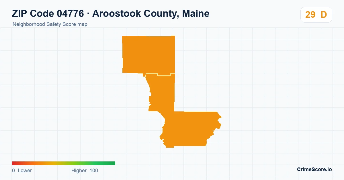 ZIP Code 04776 in Aroostook County, Maine neighborhood Safety Score map