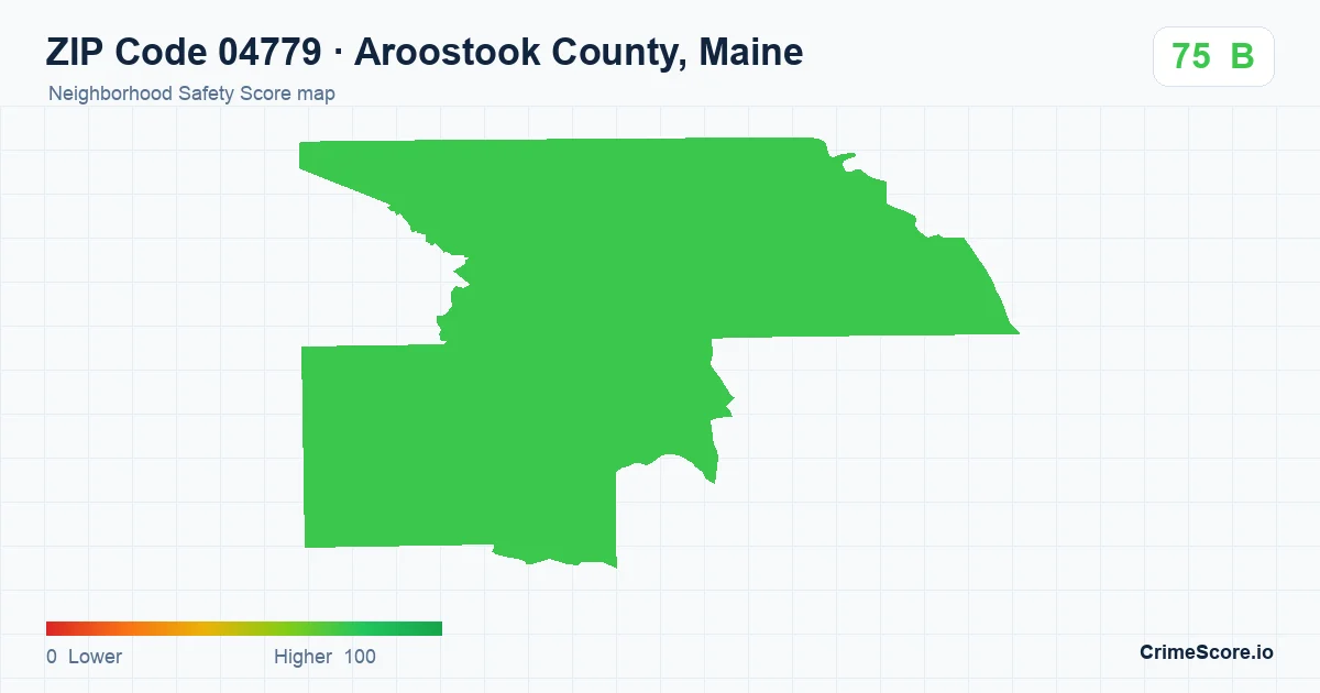 ZIP Code 04779 in Aroostook County, Maine neighborhood Safety Score map