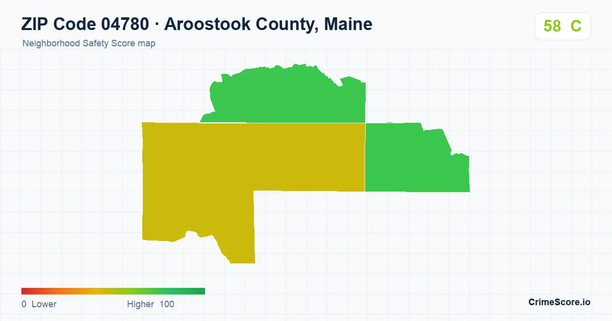 ZIP Code 04780 in Aroostook County, Maine neighborhood Safety Score map