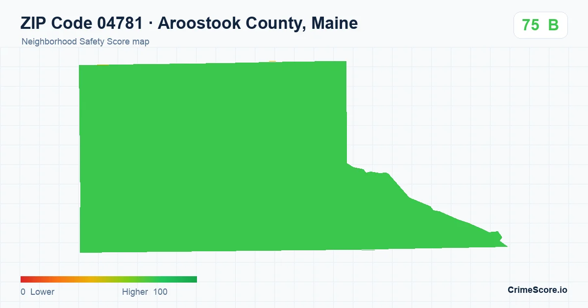 ZIP Code 04781 in Aroostook County, Maine neighborhood Safety Score map