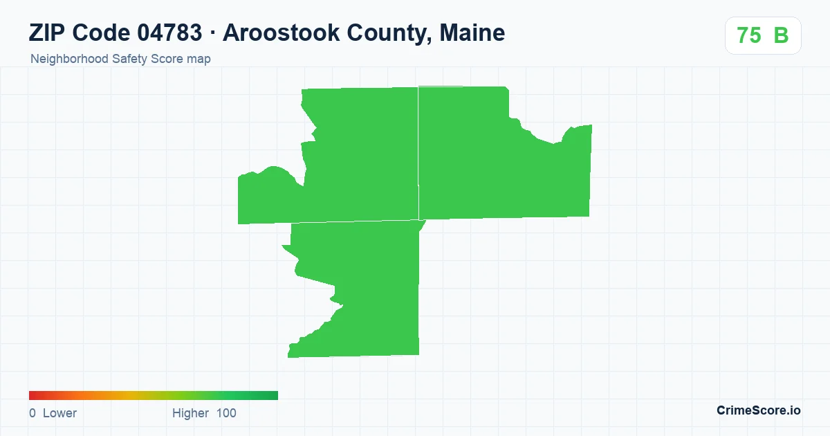 ZIP Code 04783 in Aroostook County, Maine neighborhood Safety Score map