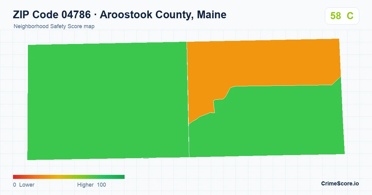 ZIP Code 04786 in Aroostook County, Maine neighborhood Safety Score map