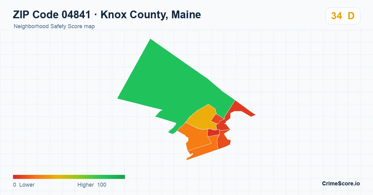ZIP Code 04841 in Knox County, Maine neighborhood Safety Score map