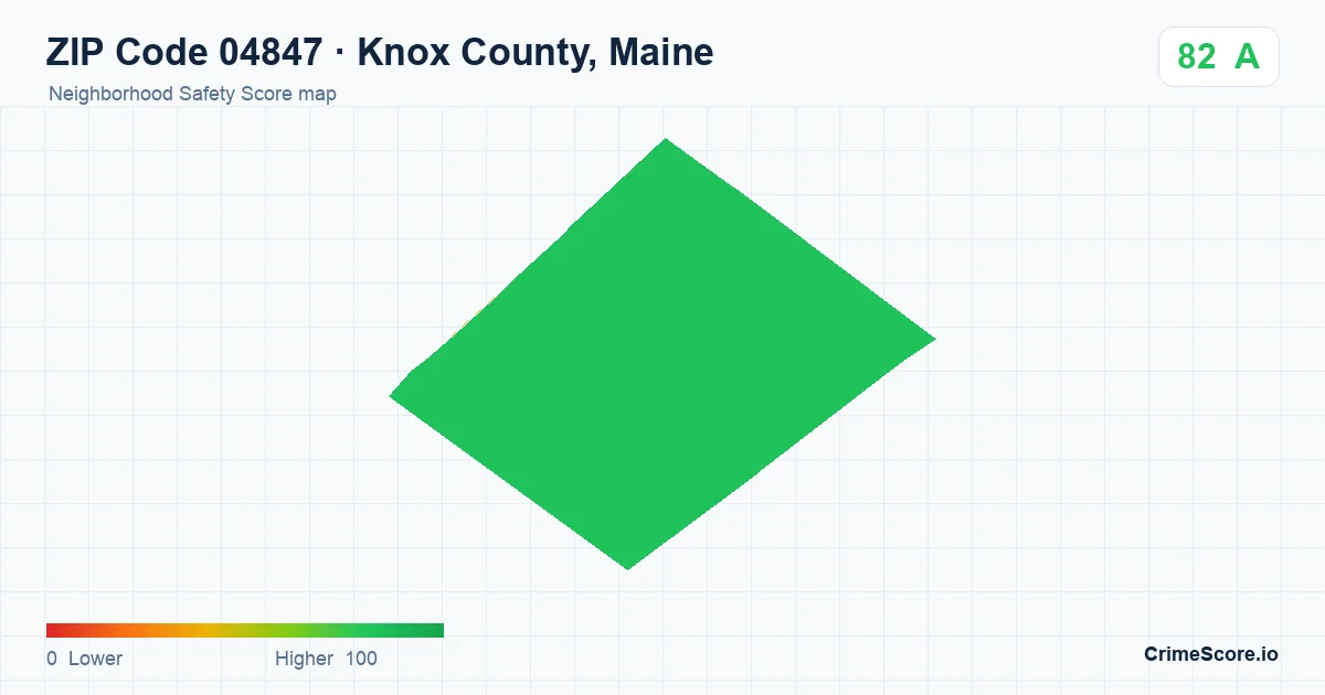 ZIP Code 04847 in Knox County, Maine neighborhood Safety Score map
