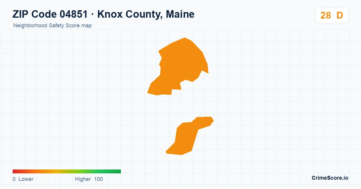 ZIP Code 04851 in Knox County, Maine neighborhood Safety Score map