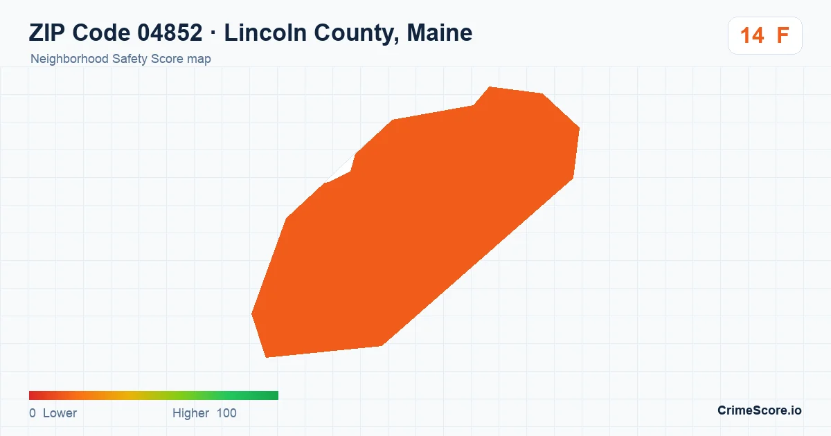 ZIP Code 04852 in Lincoln County, Maine neighborhood Safety Score map