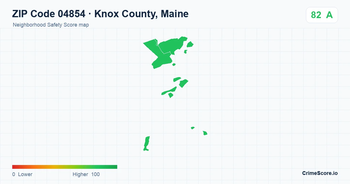 ZIP Code 04854 in Knox County, Maine neighborhood Safety Score map