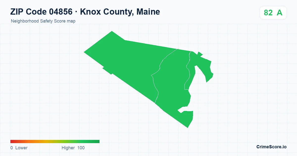 ZIP Code 04856 in Knox County, Maine neighborhood Safety Score map