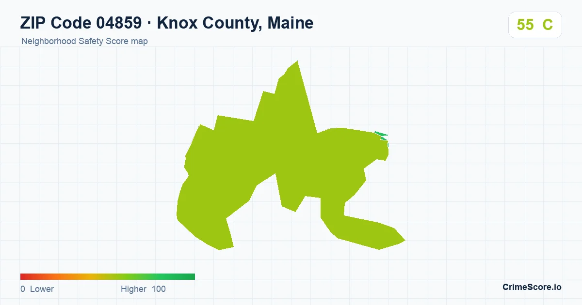 ZIP Code 04859 in Knox County, Maine neighborhood Safety Score map