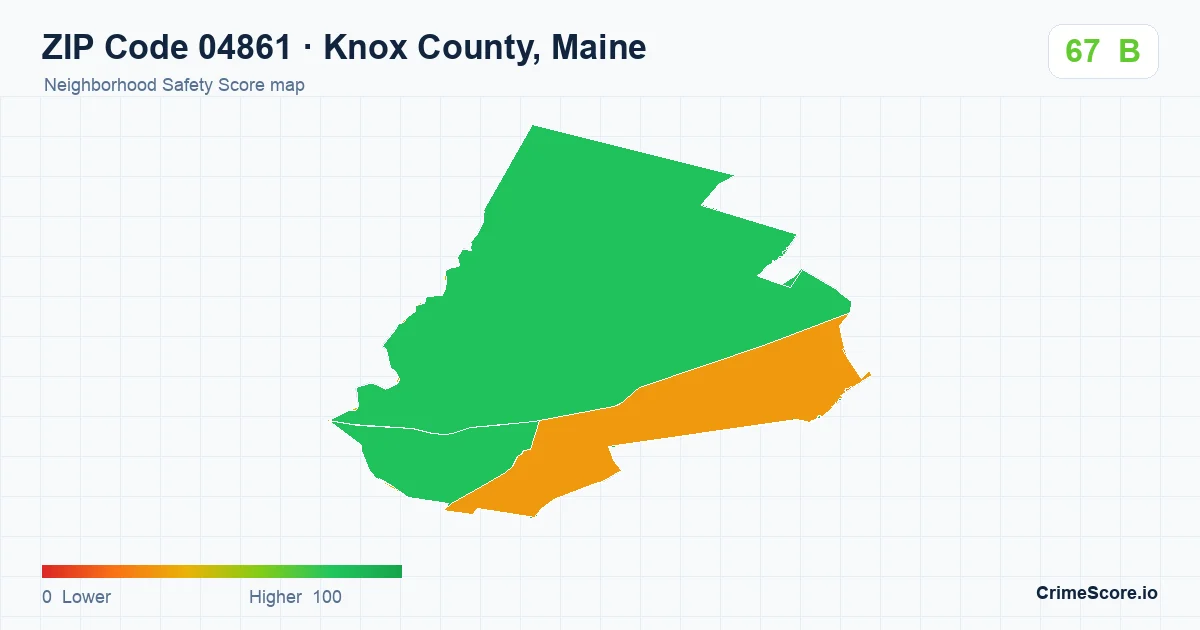 ZIP Code 04861 in Knox County, Maine neighborhood Safety Score map
