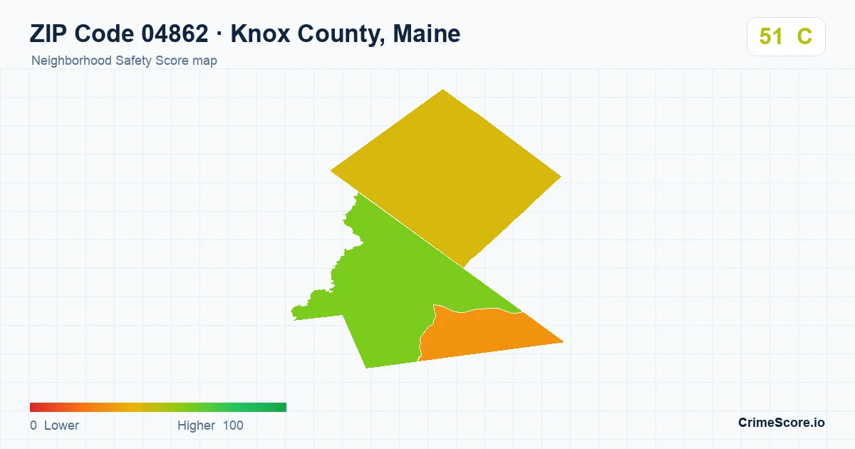 ZIP Code 04862 in Knox County, Maine neighborhood Safety Score map