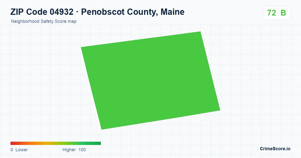 ZIP Code 04932 in Penobscot County, Maine neighborhood Safety Score map