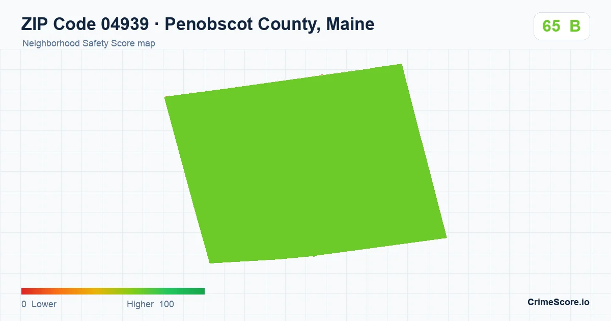 ZIP Code 04939 in Penobscot County, Maine neighborhood Safety Score map