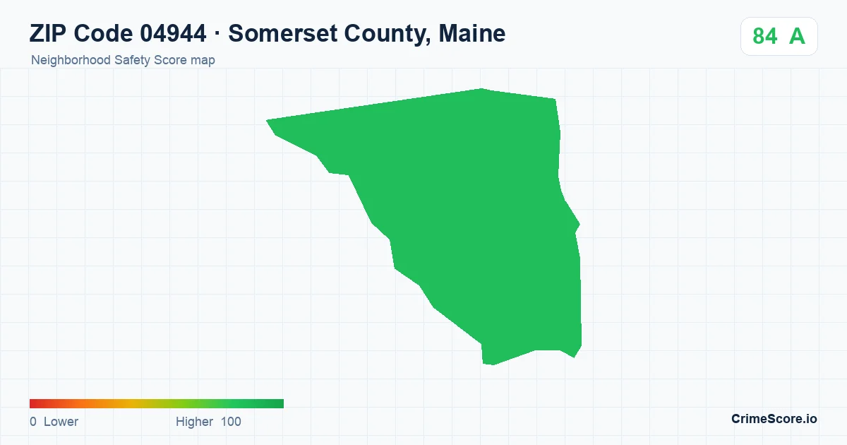 ZIP Code 04944 in Somerset County, Maine neighborhood Safety Score map
