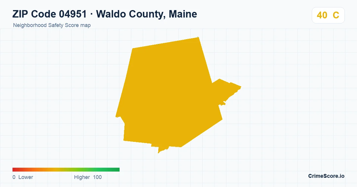 ZIP Code 04951 in Waldo County, Maine neighborhood Safety Score map