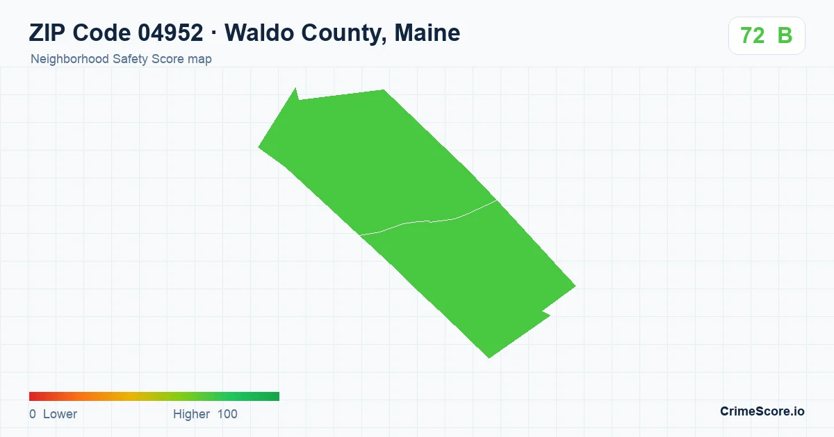ZIP Code 04952 in Waldo County, Maine neighborhood Safety Score map