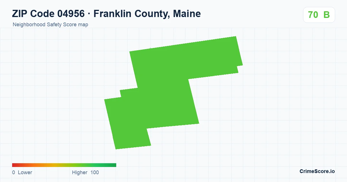ZIP Code 04956 in Franklin County, Maine neighborhood Safety Score map