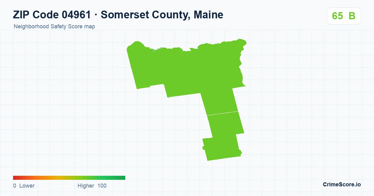 ZIP Code 04961 in Somerset County, Maine neighborhood Safety Score map