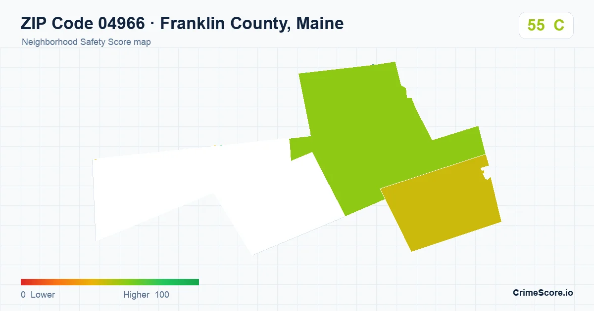 ZIP Code 04966 in Franklin County, Maine neighborhood Safety Score map