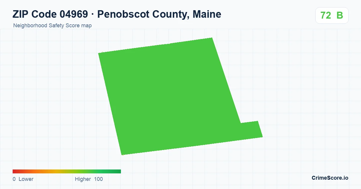 ZIP Code 04969 in Penobscot County, Maine neighborhood Safety Score map