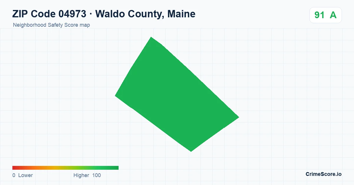 ZIP Code 04973 in Waldo County, Maine neighborhood Safety Score map