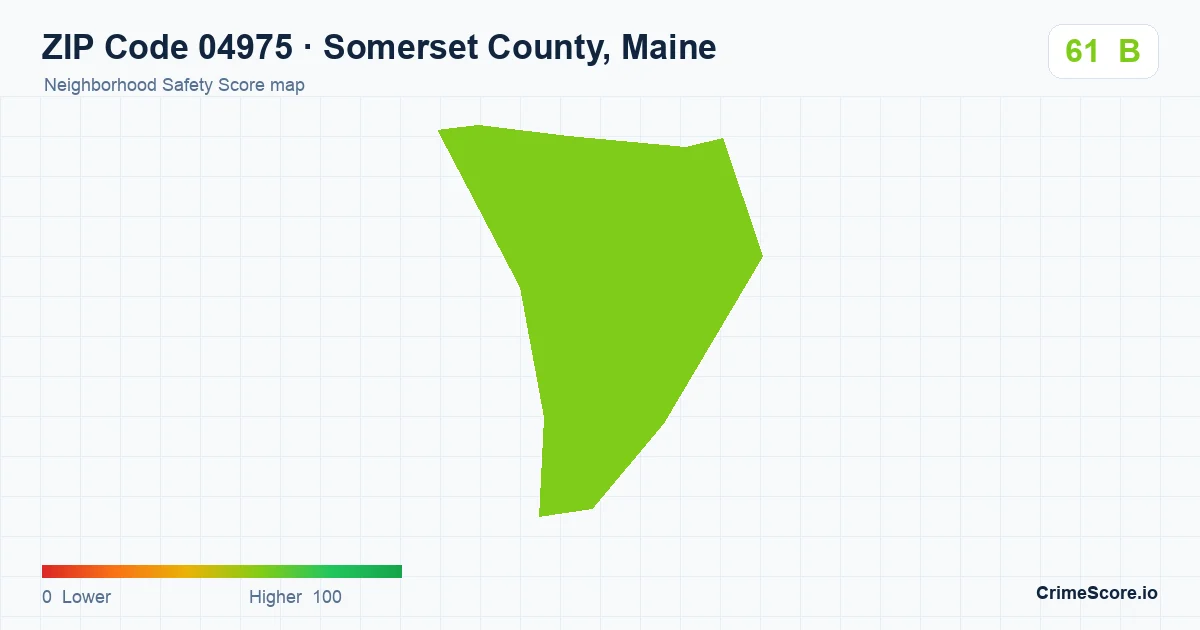ZIP Code 04975 in Somerset County, Maine neighborhood Safety Score map