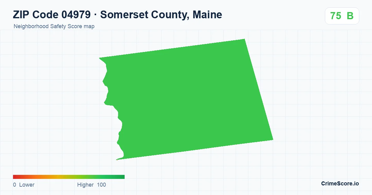 ZIP Code 04979 in Somerset County, Maine neighborhood Safety Score map
