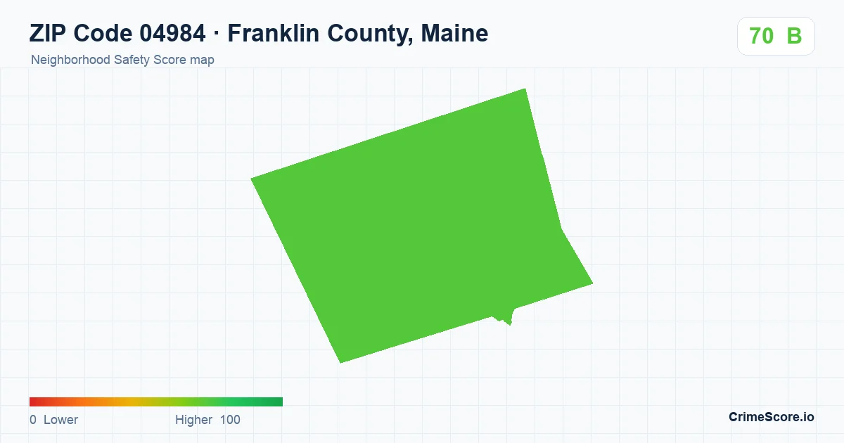 ZIP Code 04984 in Franklin County, Maine neighborhood Safety Score map