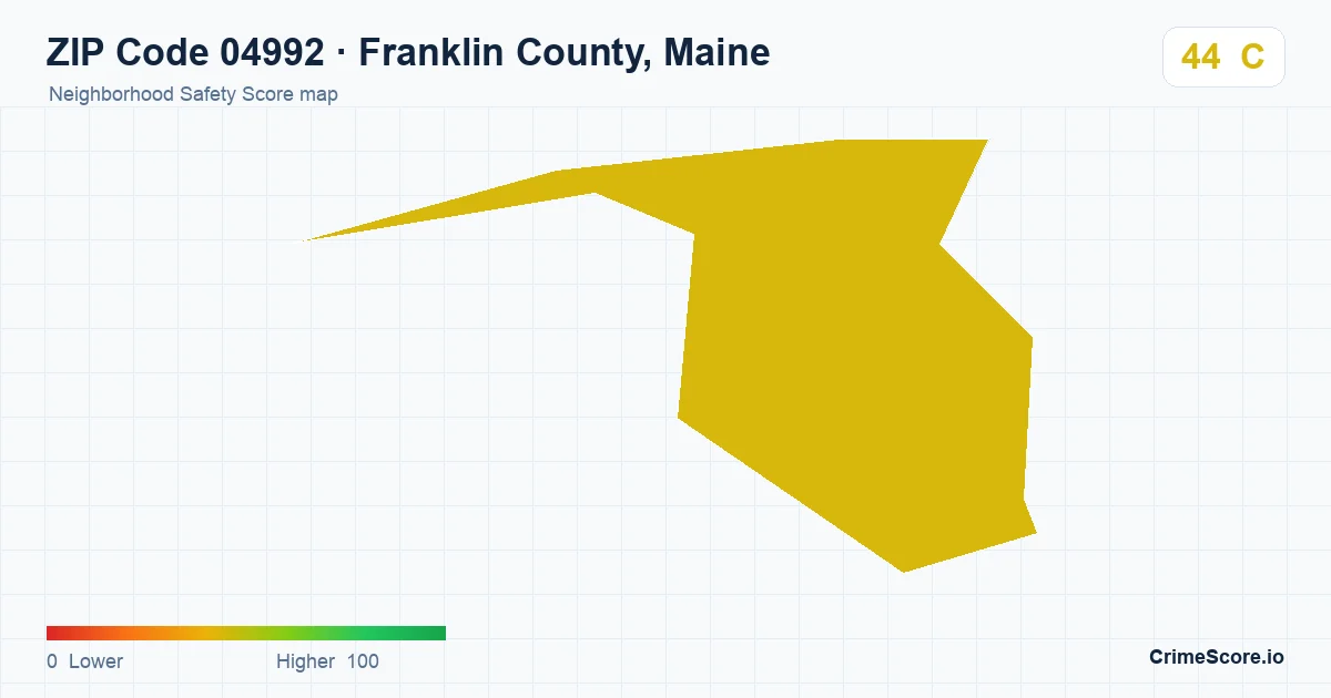 ZIP Code 04992 in Franklin County, Maine neighborhood Safety Score map