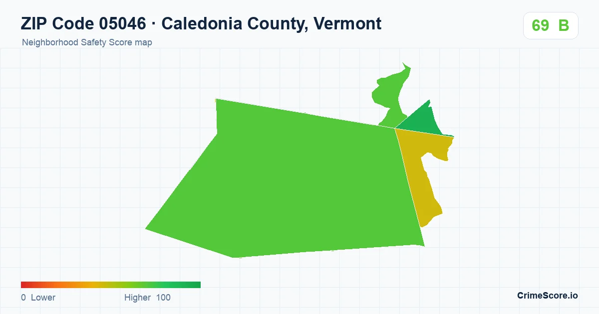 ZIP Code 05046 in Caledonia County, Vermont neighborhood Safety Score map