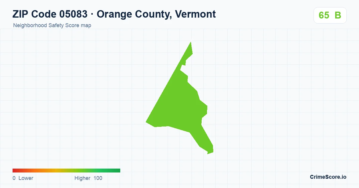 ZIP Code 05083 in Orange County, Vermont neighborhood Safety Score map