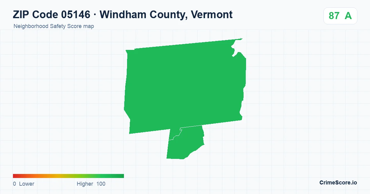 ZIP Code 05146 in Windham County, Vermont neighborhood Safety Score map