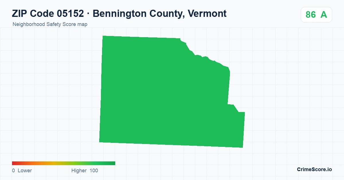 ZIP Code 05152 in Bennington County, Vermont neighborhood Safety Score map