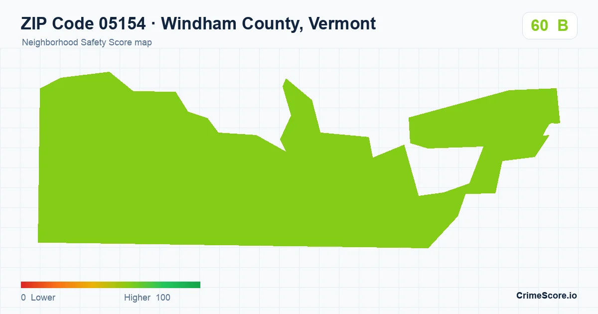 ZIP Code 05154 in Windham County, Vermont neighborhood Safety Score map