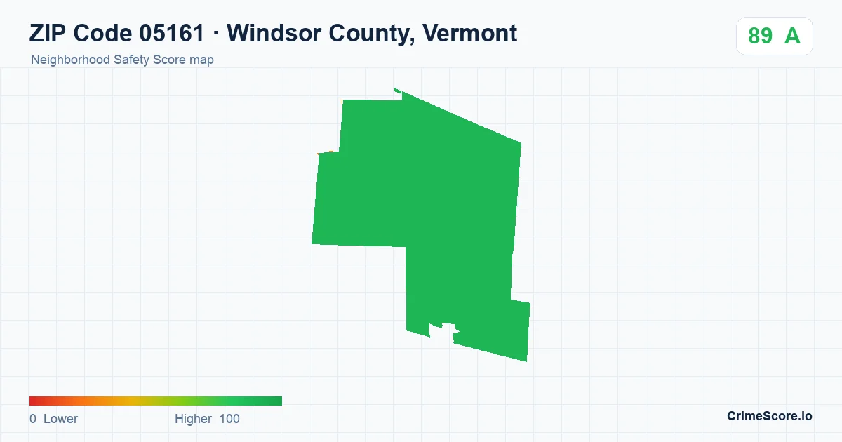 ZIP Code 05161 in Windsor County, Vermont neighborhood Safety Score map