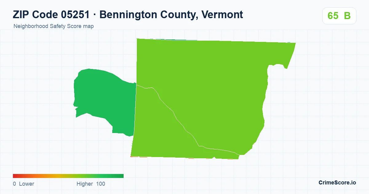 ZIP Code 05251 in Bennington County, Vermont neighborhood Safety Score map