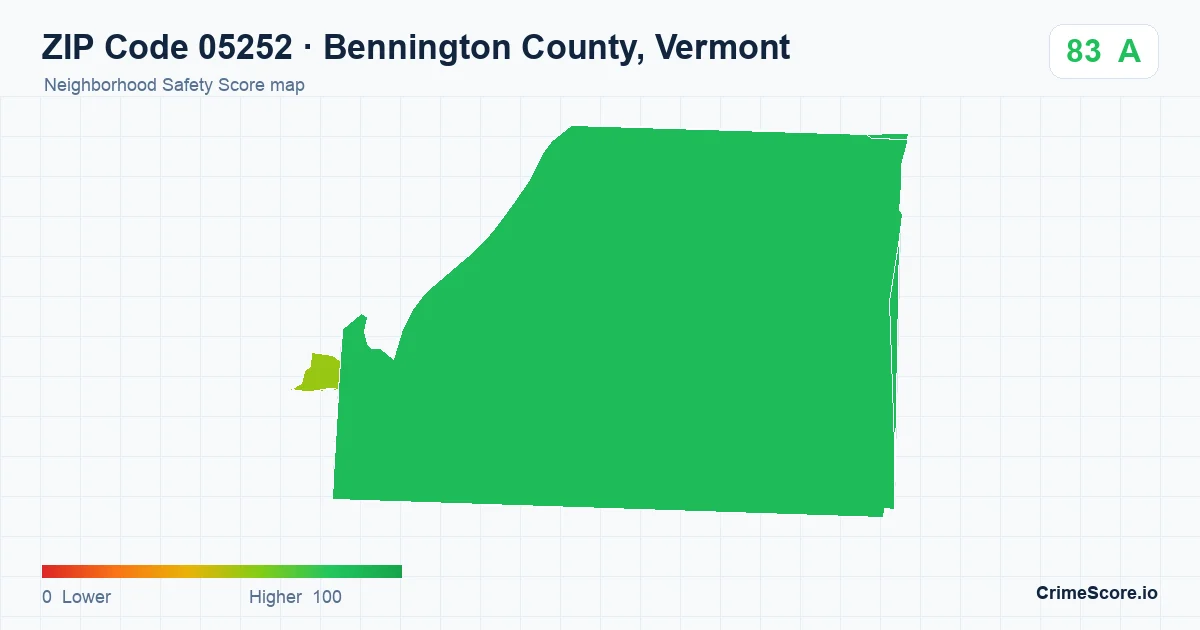 ZIP Code 05252 in Bennington County, Vermont neighborhood Safety Score map