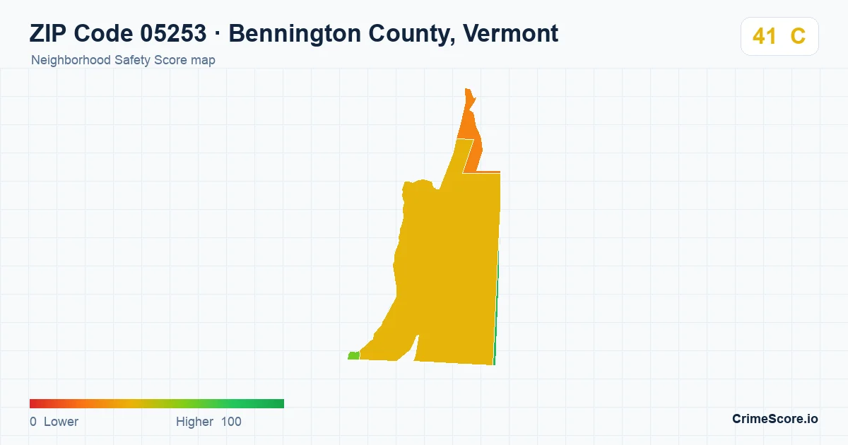 ZIP Code 05253 in Bennington County, Vermont neighborhood Safety Score map