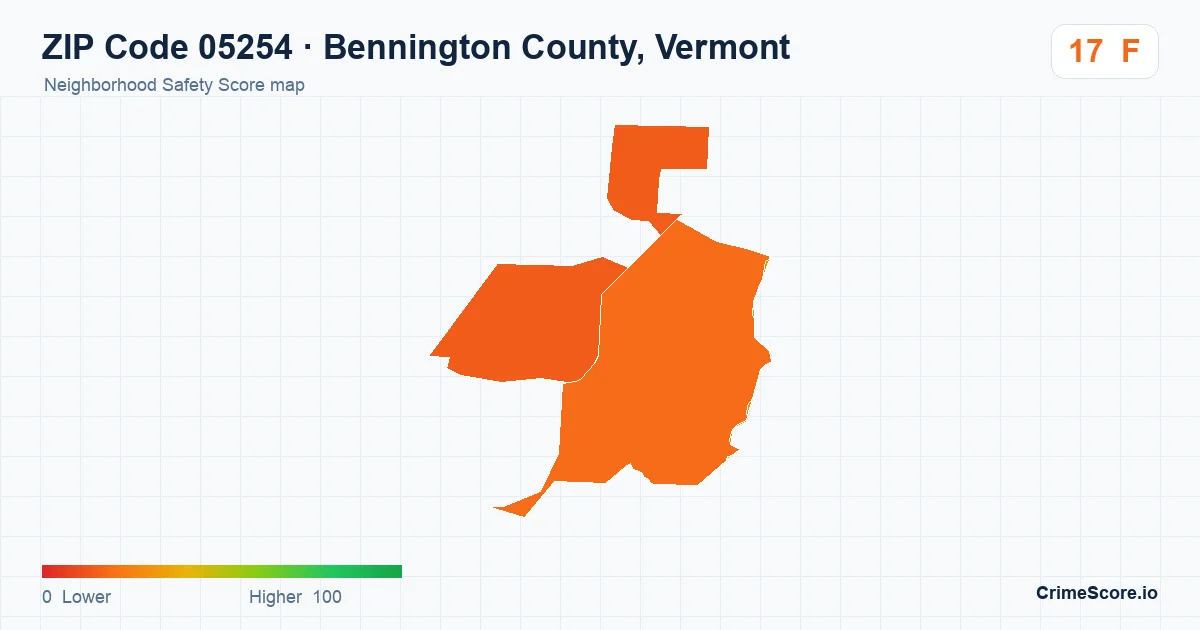 ZIP Code 05254 in Bennington County, Vermont neighborhood Safety Score map