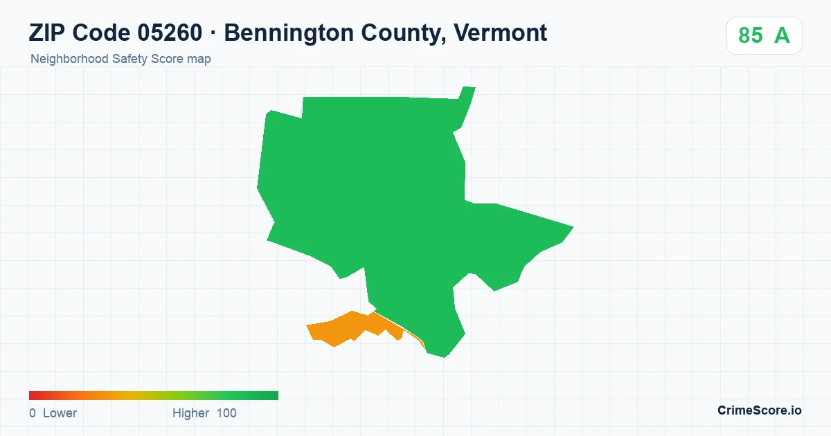 ZIP Code 05260 in Bennington County, Vermont neighborhood Safety Score map