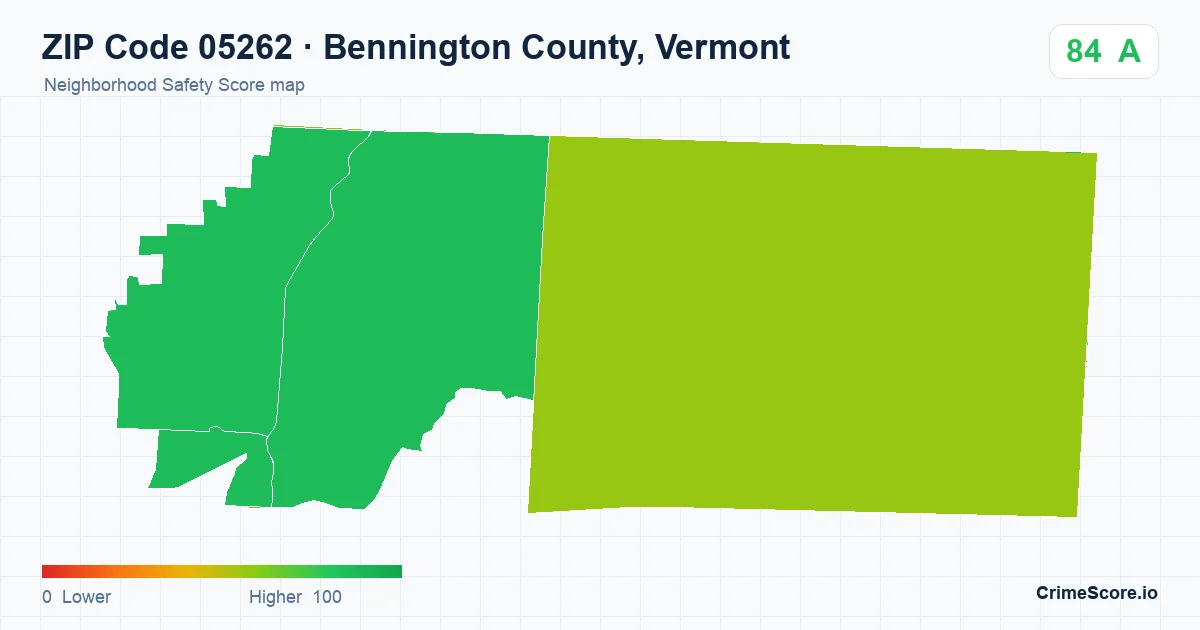 ZIP Code 05262 in Bennington County, Vermont neighborhood Safety Score map