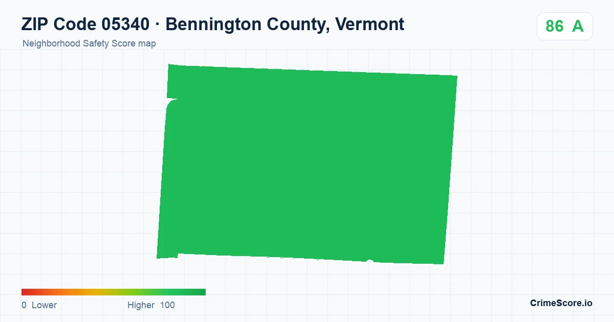 ZIP Code 05340 in Bennington County, Vermont neighborhood Safety Score map