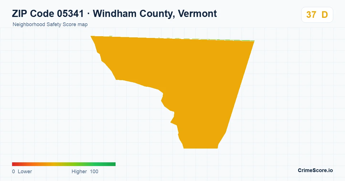 ZIP Code 05341 in Windham County, Vermont neighborhood Safety Score map