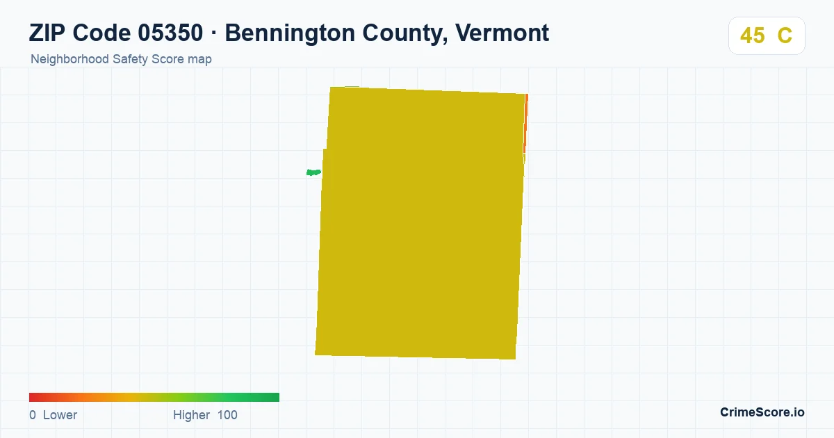 ZIP Code 05350 in Bennington County, Vermont neighborhood Safety Score map