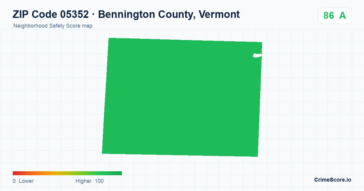 ZIP Code 05352 in Bennington County, Vermont neighborhood Safety Score map