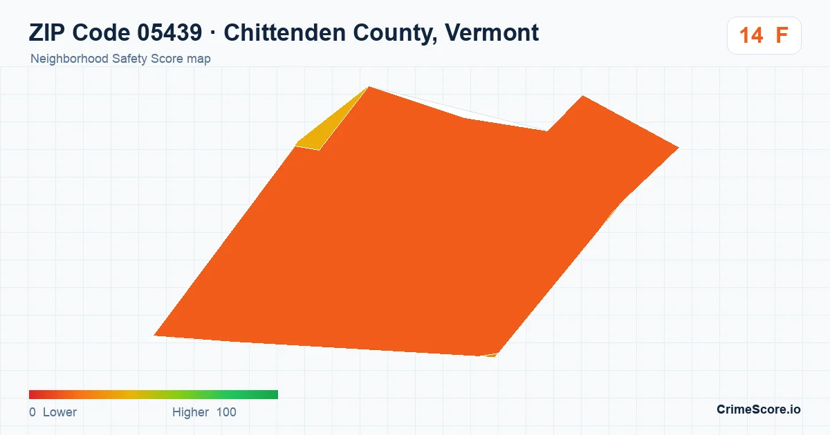 ZIP Code 05439 in Chittenden County, Vermont neighborhood Safety Score map