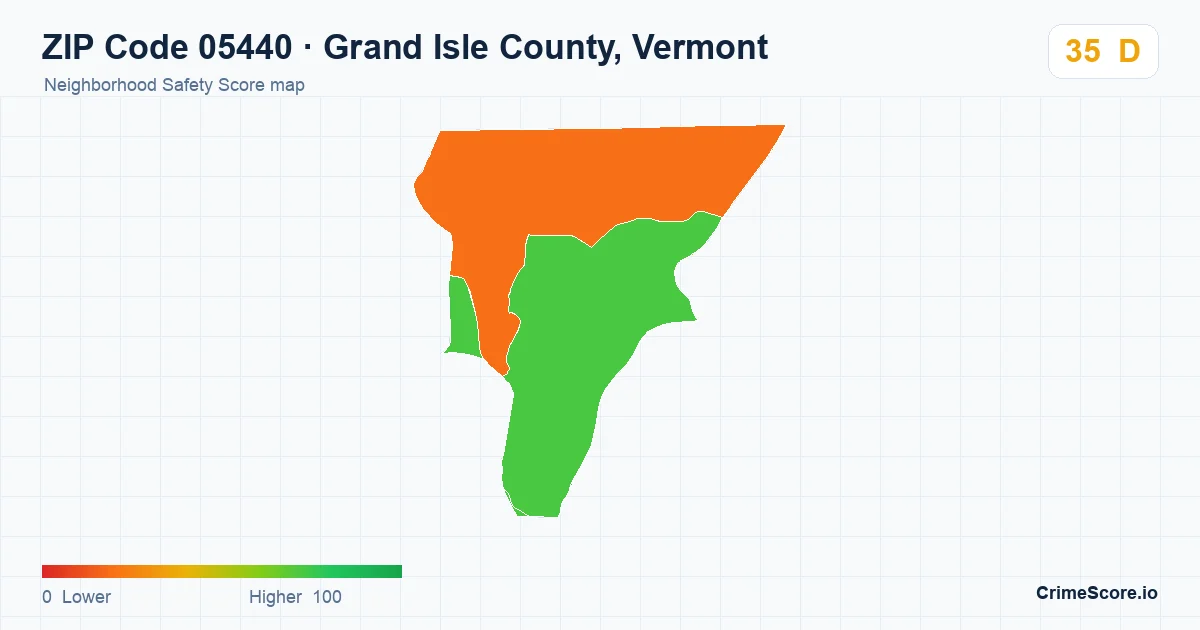 ZIP Code 05440 in Grand Isle County, Vermont neighborhood Safety Score map
