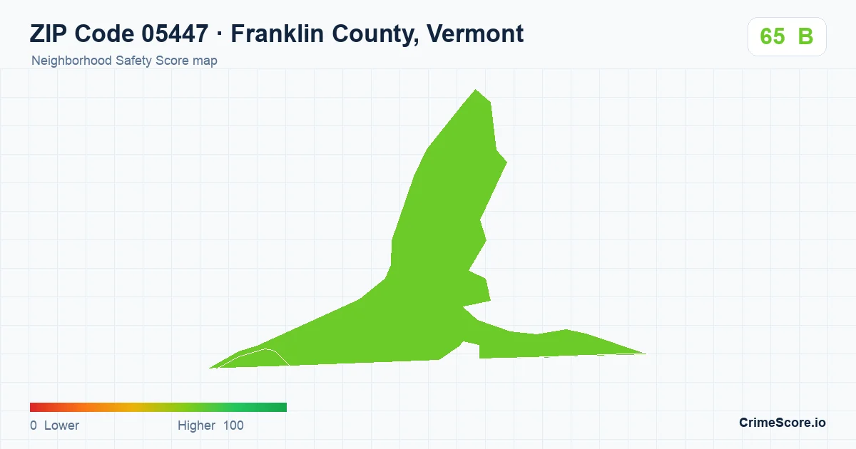 ZIP Code 05447 in Franklin County, Vermont neighborhood Safety Score map